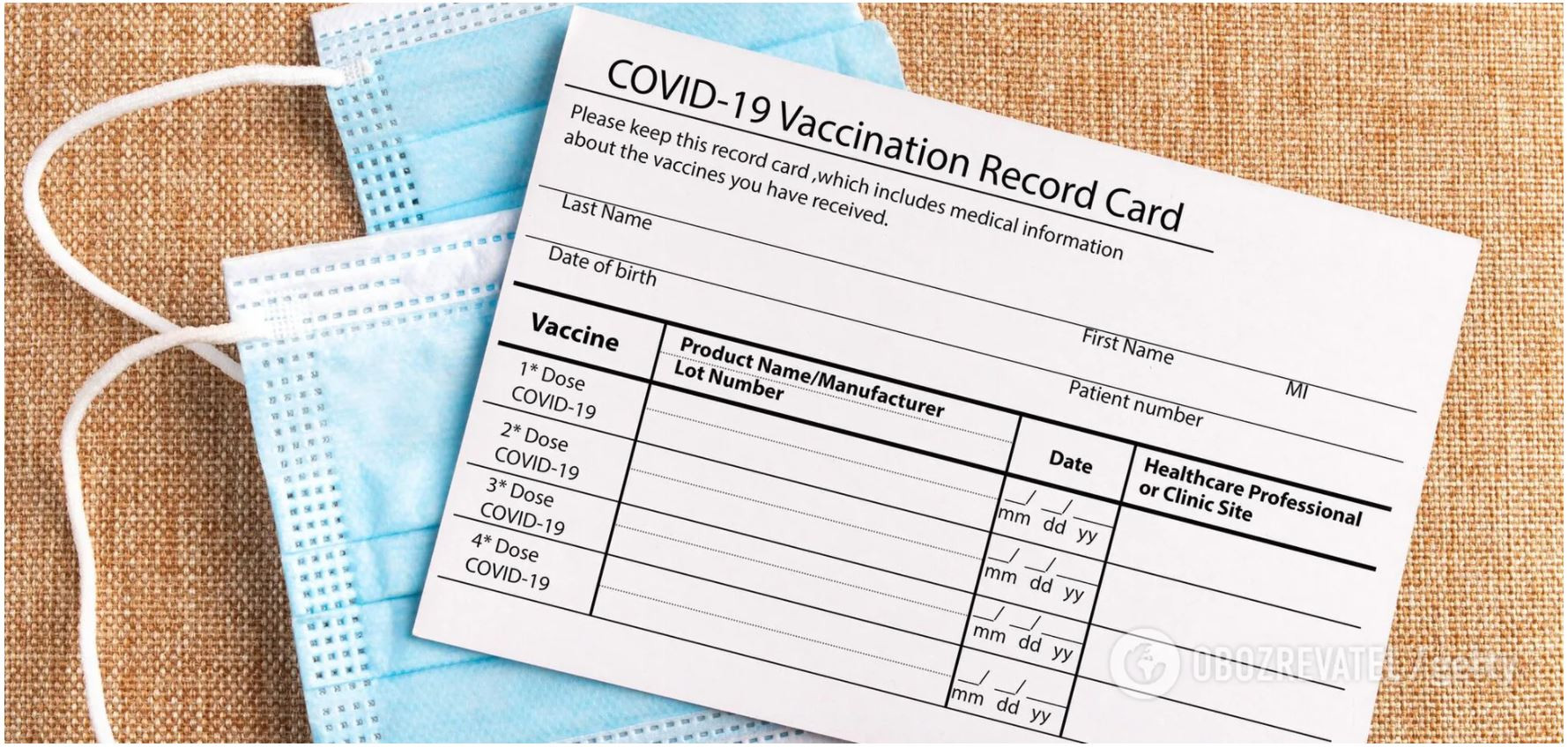 Документ буде містити персональні дані пацієнта: ім'я та прізвище; назва вакцини; дати, коли зроблені щеплення